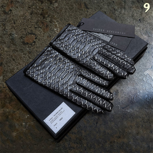 Haider Ackermann Python leather gloves black white ash black size 7 pair with original box