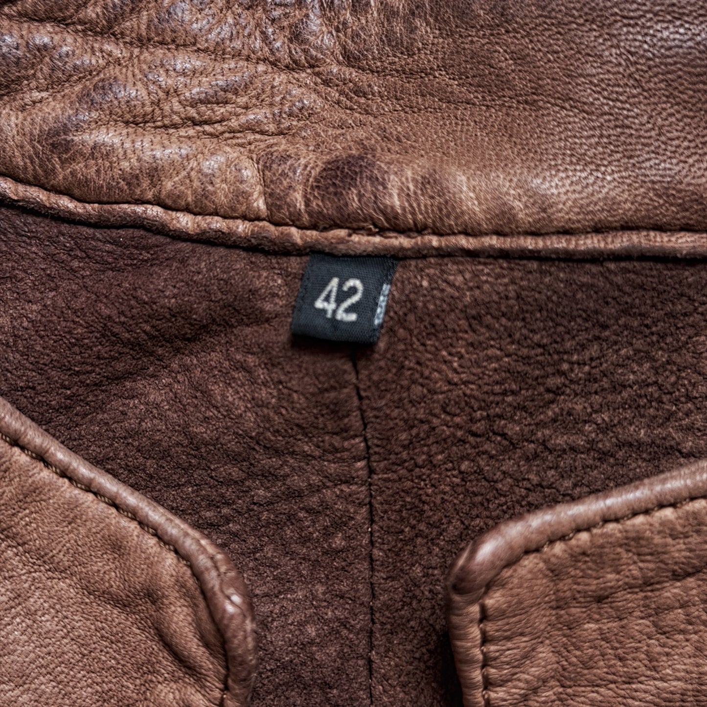 Isaac Sellam Experience archive brown leather jacket size 42 size tag detail