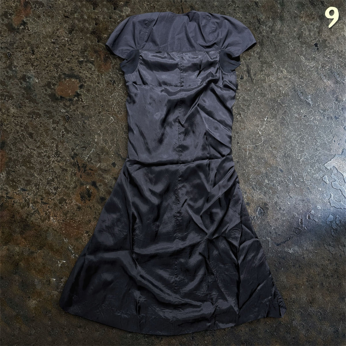 Rick Owens SS14 Vicious charcoal-navy draped dress, alternate view