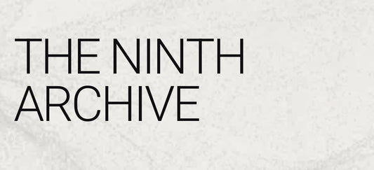THE NINTH ARCHIVE wordmark on light stone texture, the curated avant-garde resale marketplace listing ninesells⁹