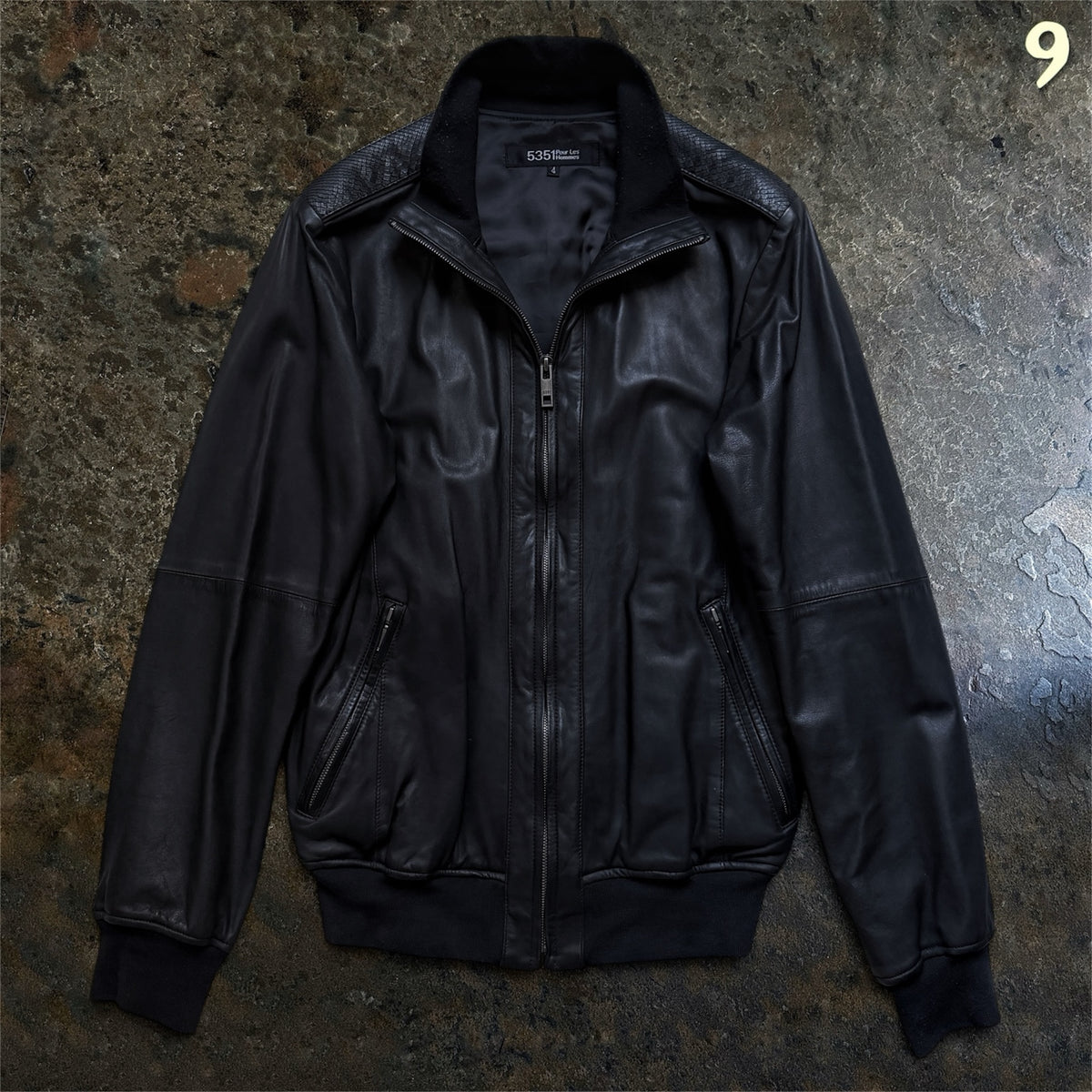 5351 pour les Hommes black leather jacket full front