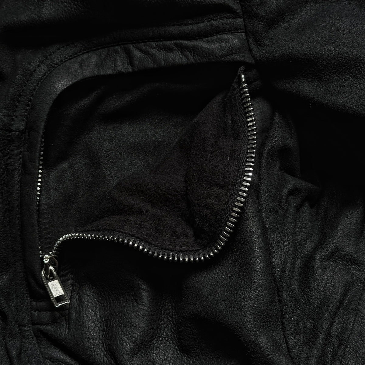 Rick Owens Larry coat, curved chest pocket and open zip detail