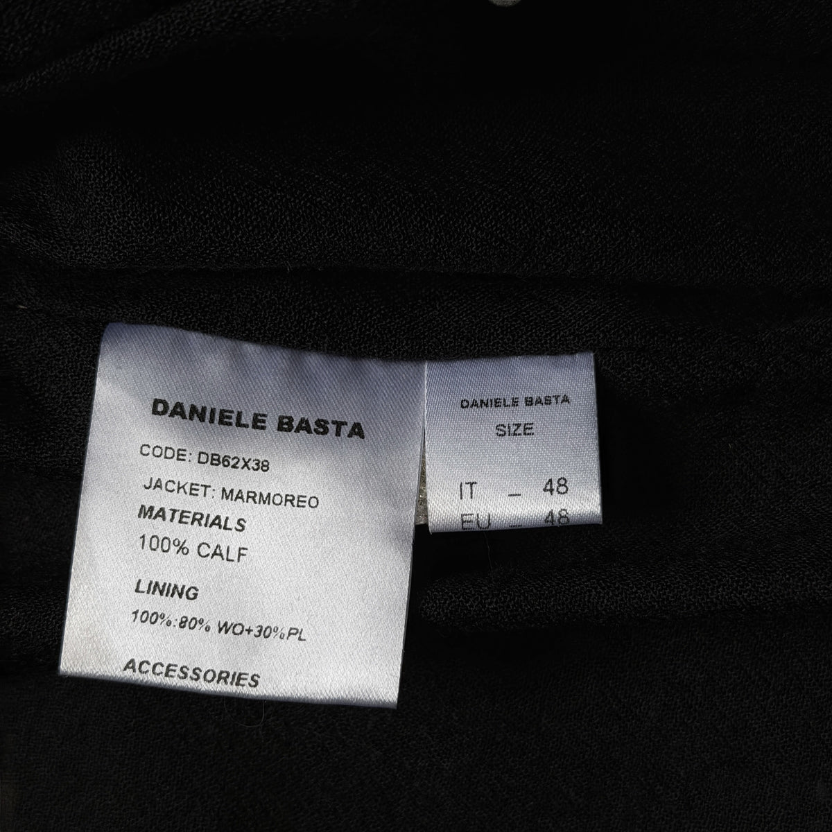 Daniele Basta Marmoreo Limited Edition Skeleton Leather Jacket | Black | IT 48