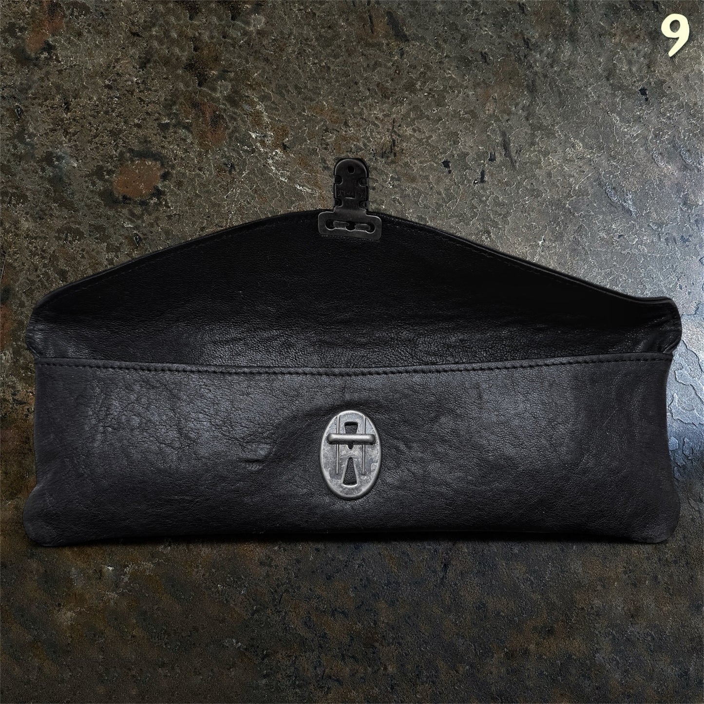 Ann Demeulemeester Archive Black Leather Envelope Clutch