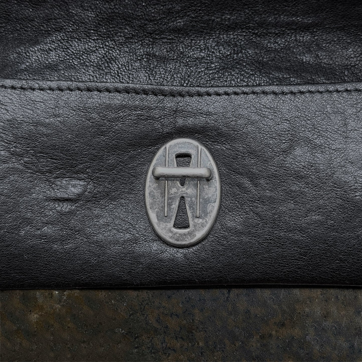 Ann Demeulemeester Archive Black Leather Envelope Clutch