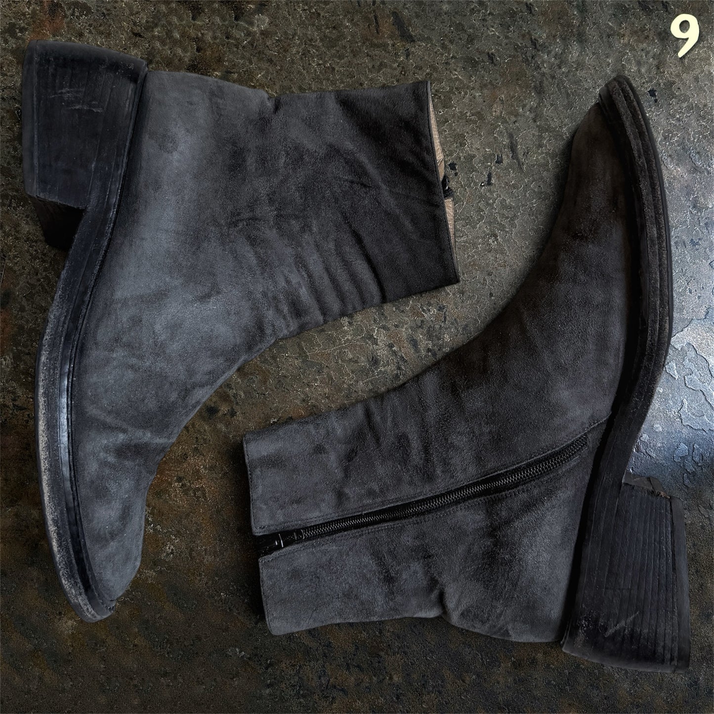 Ann Demeulemeester Archive Grey Suede Side-Zip Heeled Boots | EU 39.5