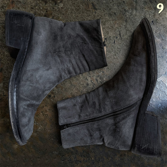 Ann Demeulemeester Archive Grey Suede Side-Zip Heeled Boots | EU 39.5