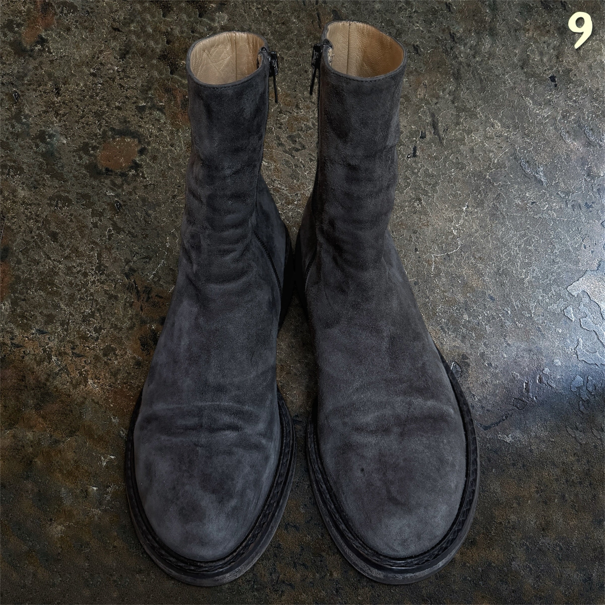 Ann Demeulemeester Archive Grey Suede Side-Zip Heeled Boots | EU