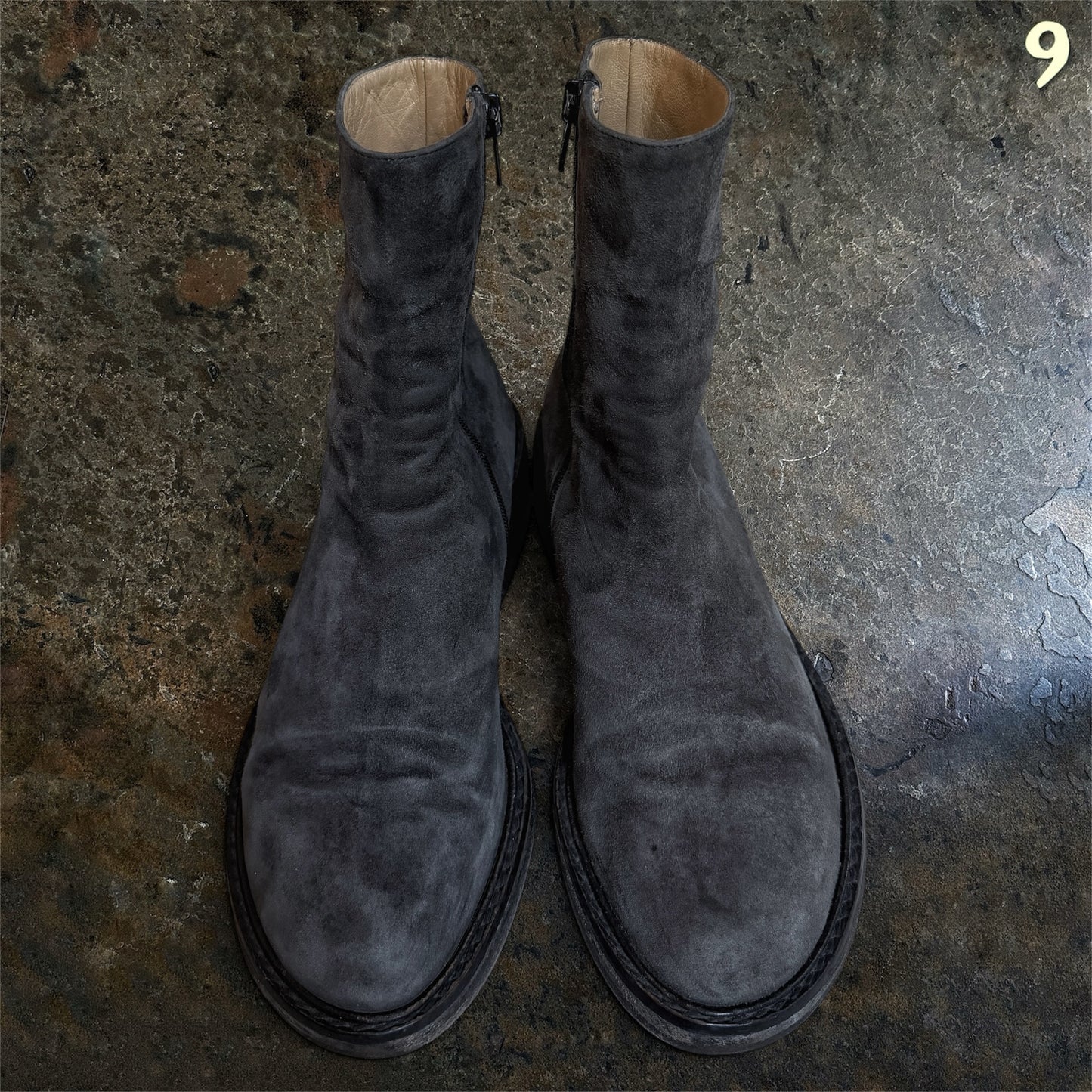 Ann Demeulemeester Archive Grey Suede Side-Zip Heeled Boots | EU 39.5