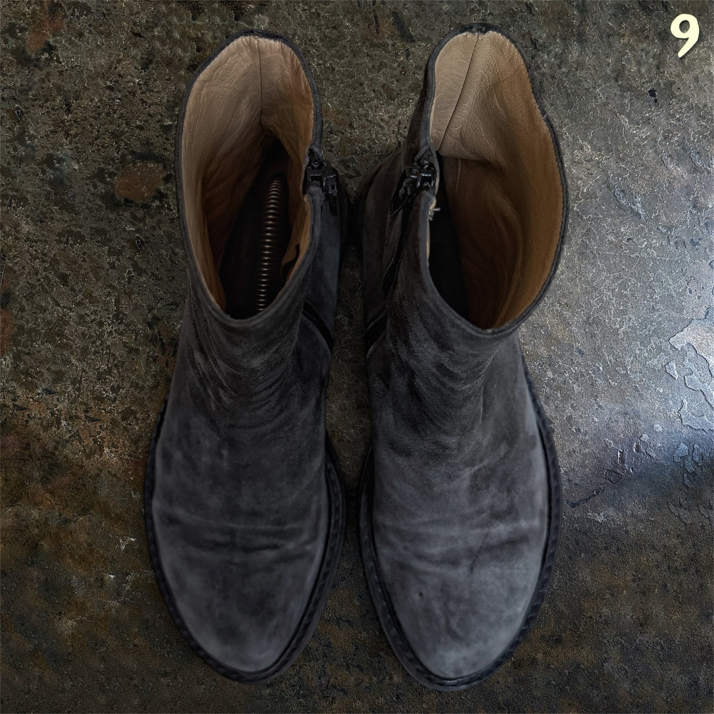 Ann Demeulemeester Archive Grey Suede Side-Zip Heeled Boots | EU 39.5