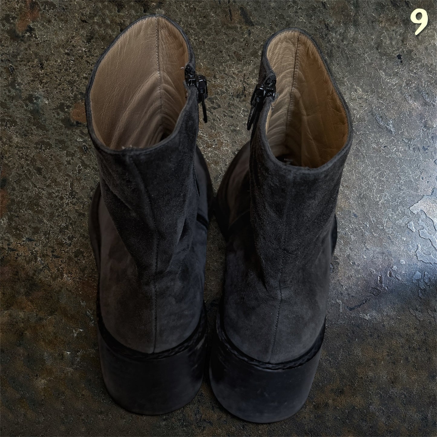 Ann Demeulemeester Archive Grey Suede Side-Zip Heeled Boots | EU 39.5