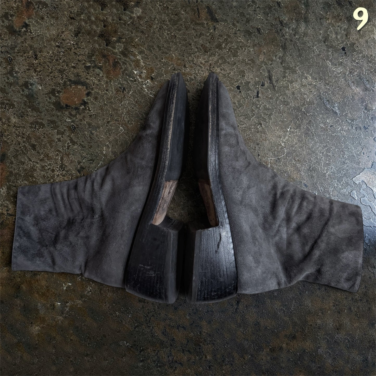 Ann Demeulemeester Archive Grey Suede Side-Zip Heeled Boots | EU 39.5