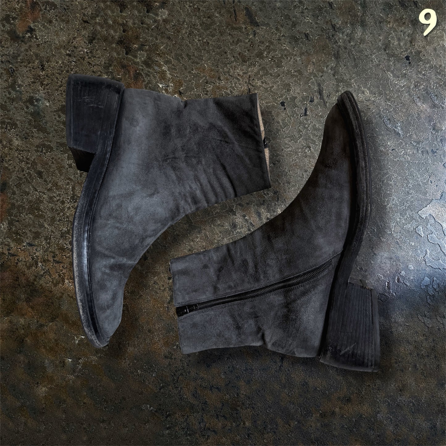 Ann Demeulemeester Archive Grey Suede Side-Zip Heeled Boots | EU 39.5