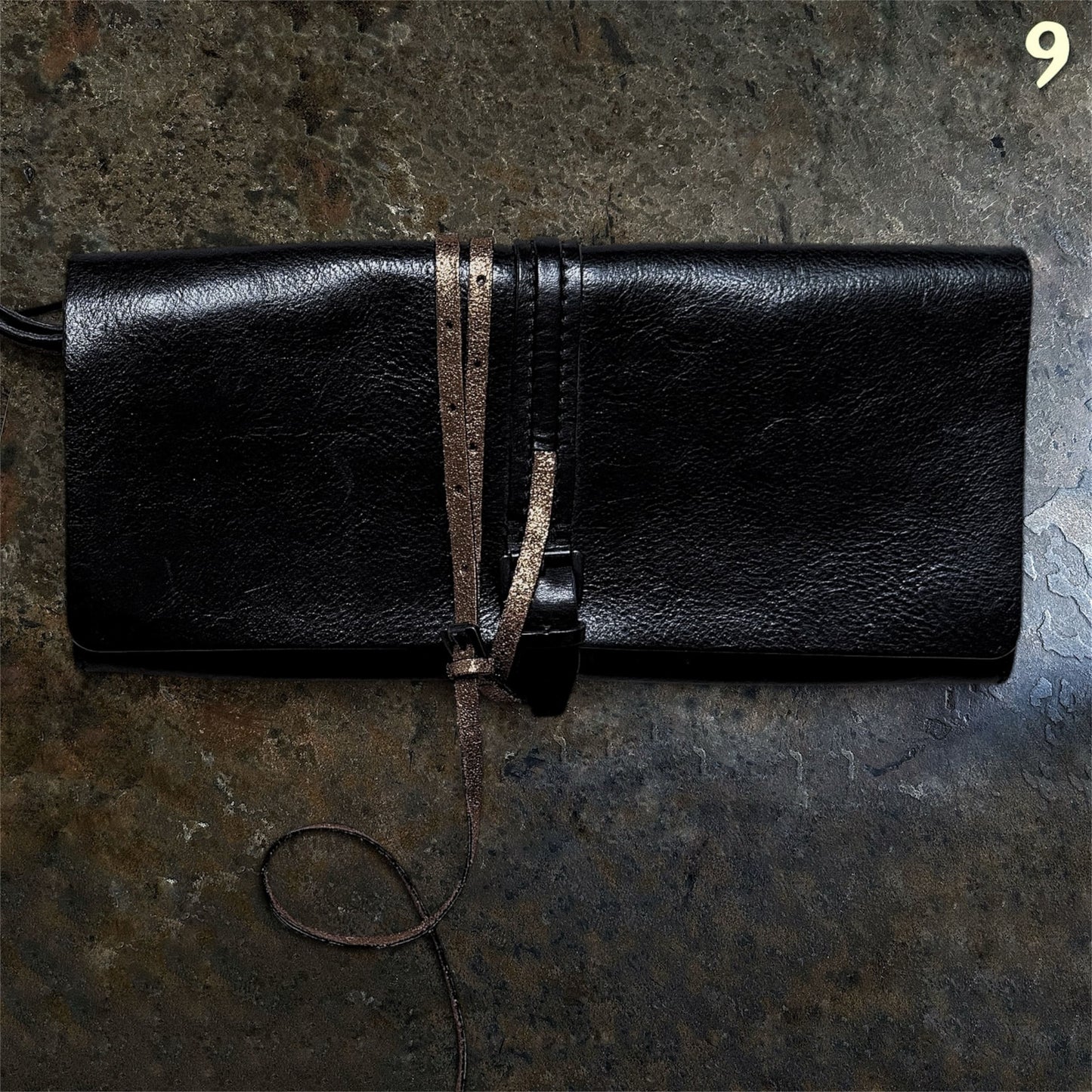 Ann Demeulemeester Vintage 90´s Clutch / Wristlet Bag Black and Gold