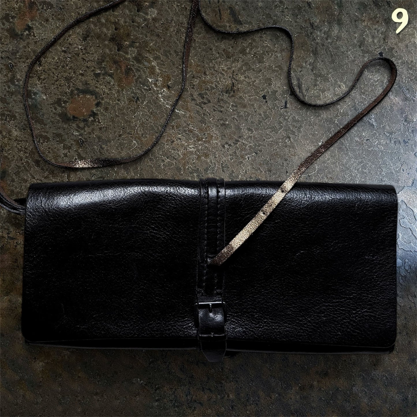 Ann Demeulemeester Vintage 90´s Clutch / Wristlet Bag Black and Gold