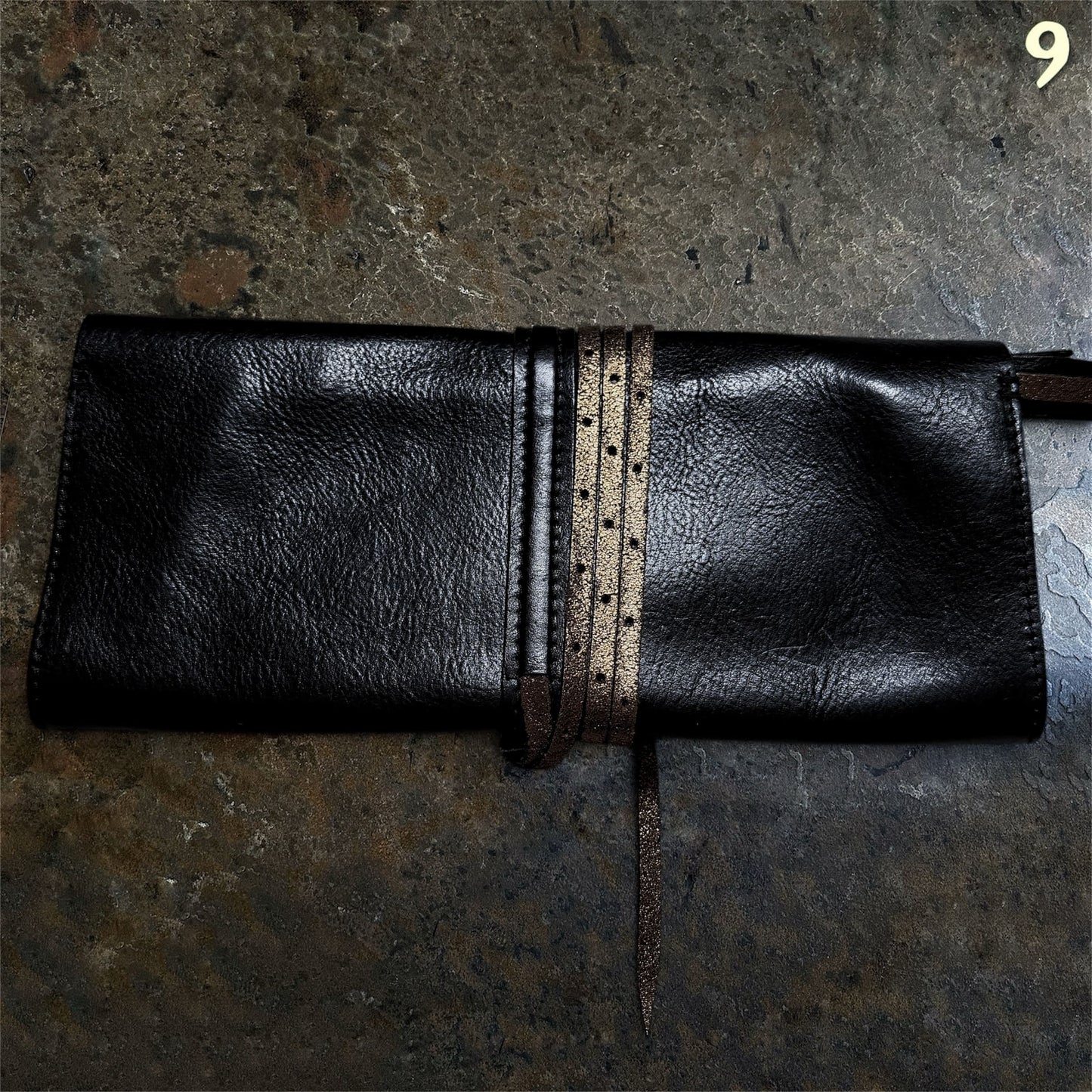 Ann Demeulemeester Vintage 90´s Clutch / Wristlet Bag Black and Gold