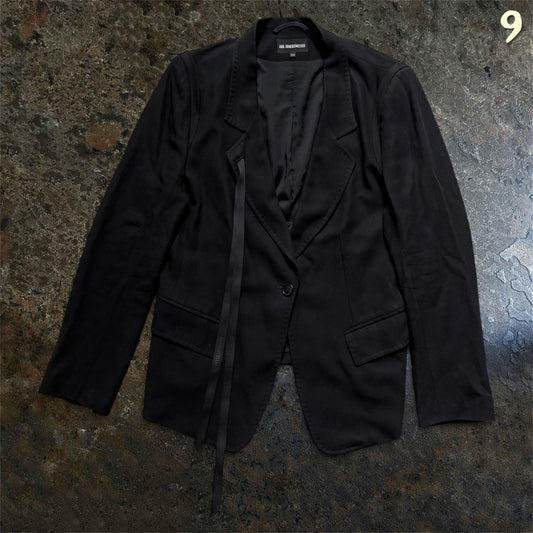 Ann Demeulemeester Boxy Logo Strap Blazer Black | 44