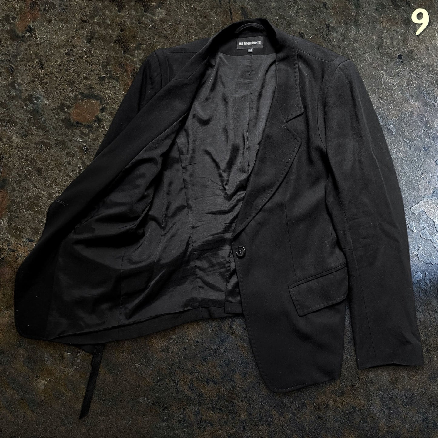 Ann Demeulemeester Boxy Logo Strap Blazer Black | 44