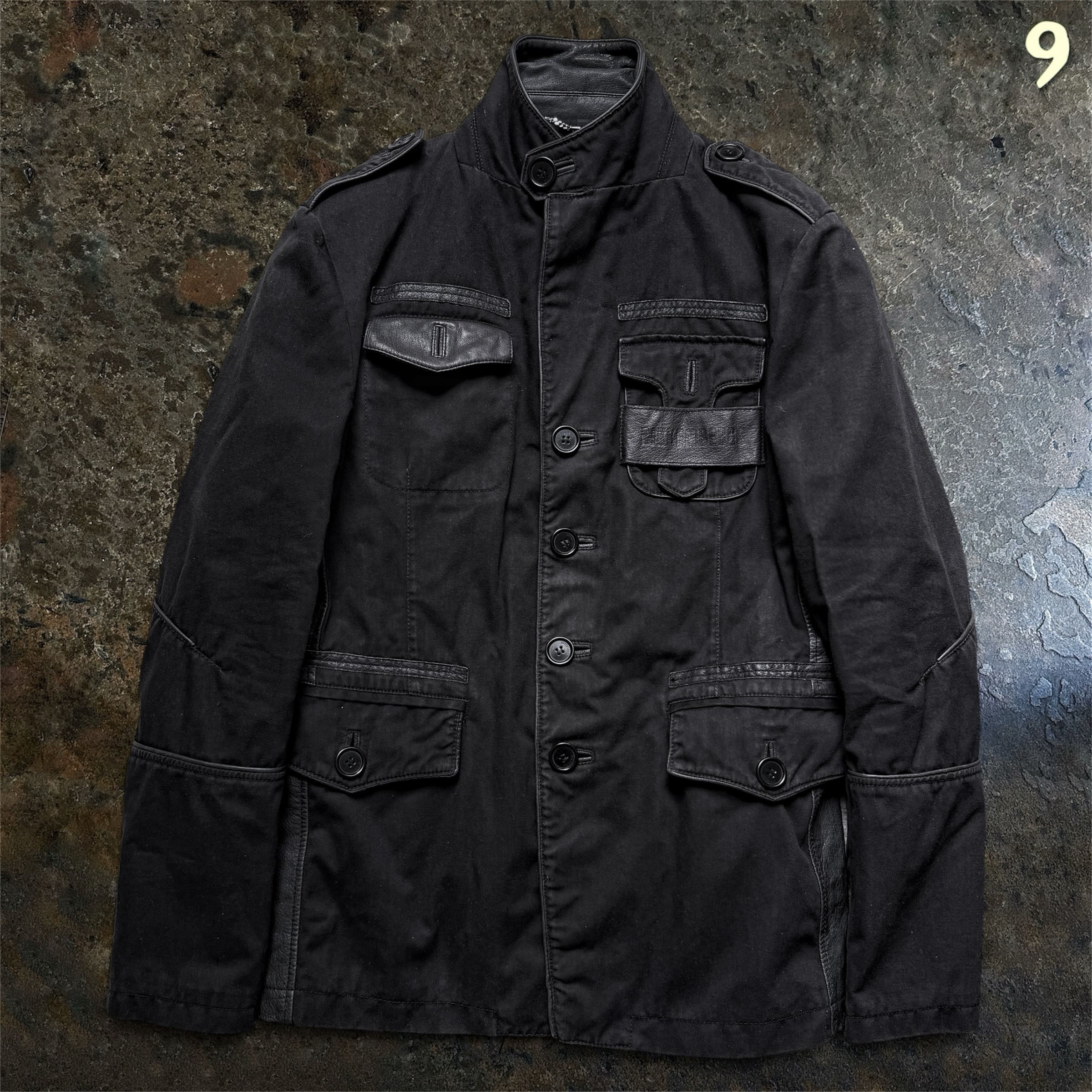 Dirk Bikkembergs 2000s Military Jacket Leather Details | 48