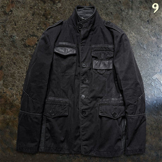 Dirk Bikkembergs Military Jacket with Leather Details | 48