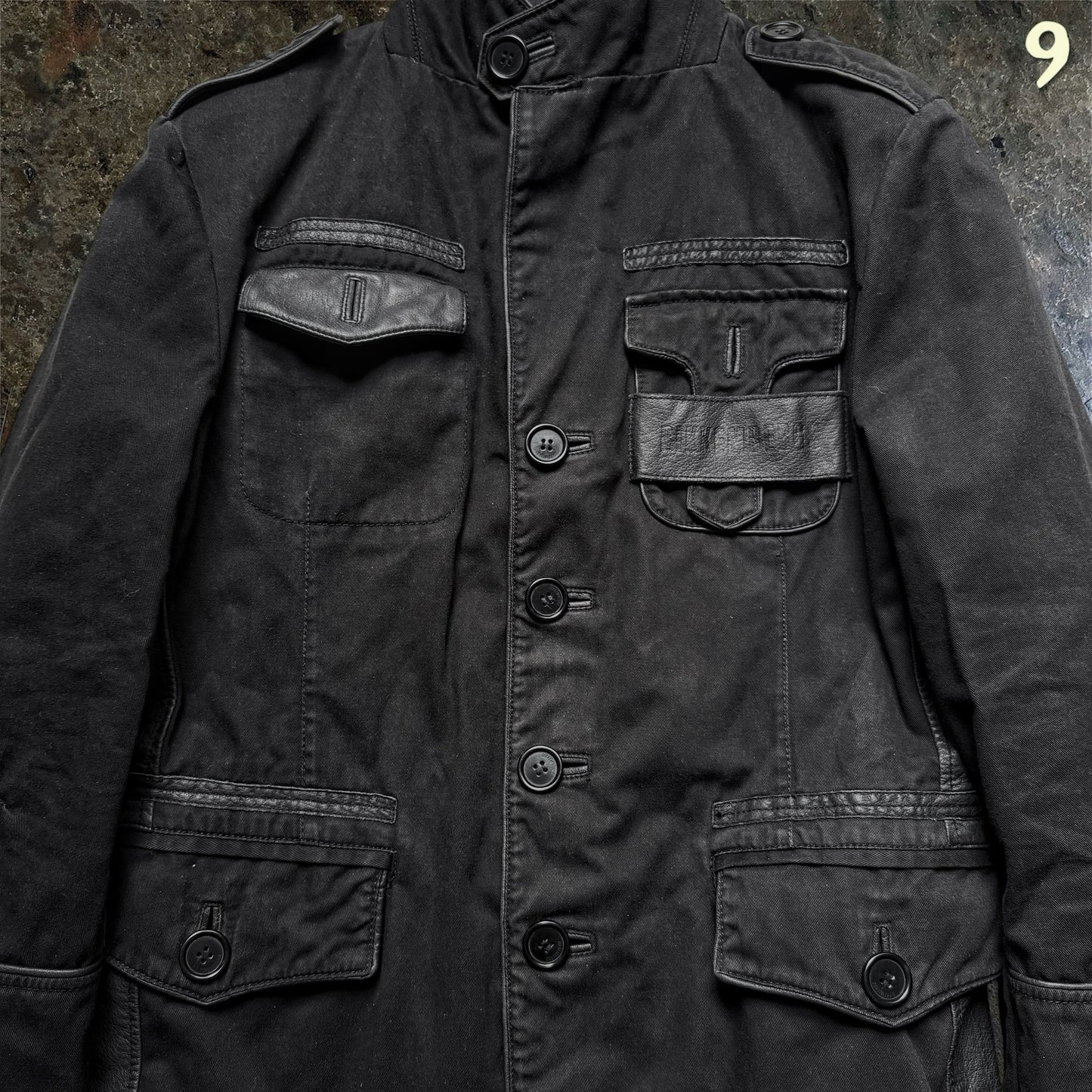 Dirk Bikkembergs Military Jacket with Leather Details | 48