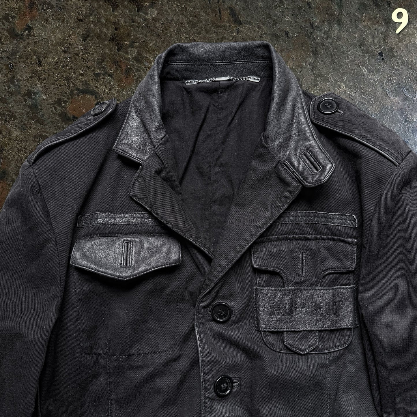 Dirk Bikkembergs Military Jacket with Leather Details | 48