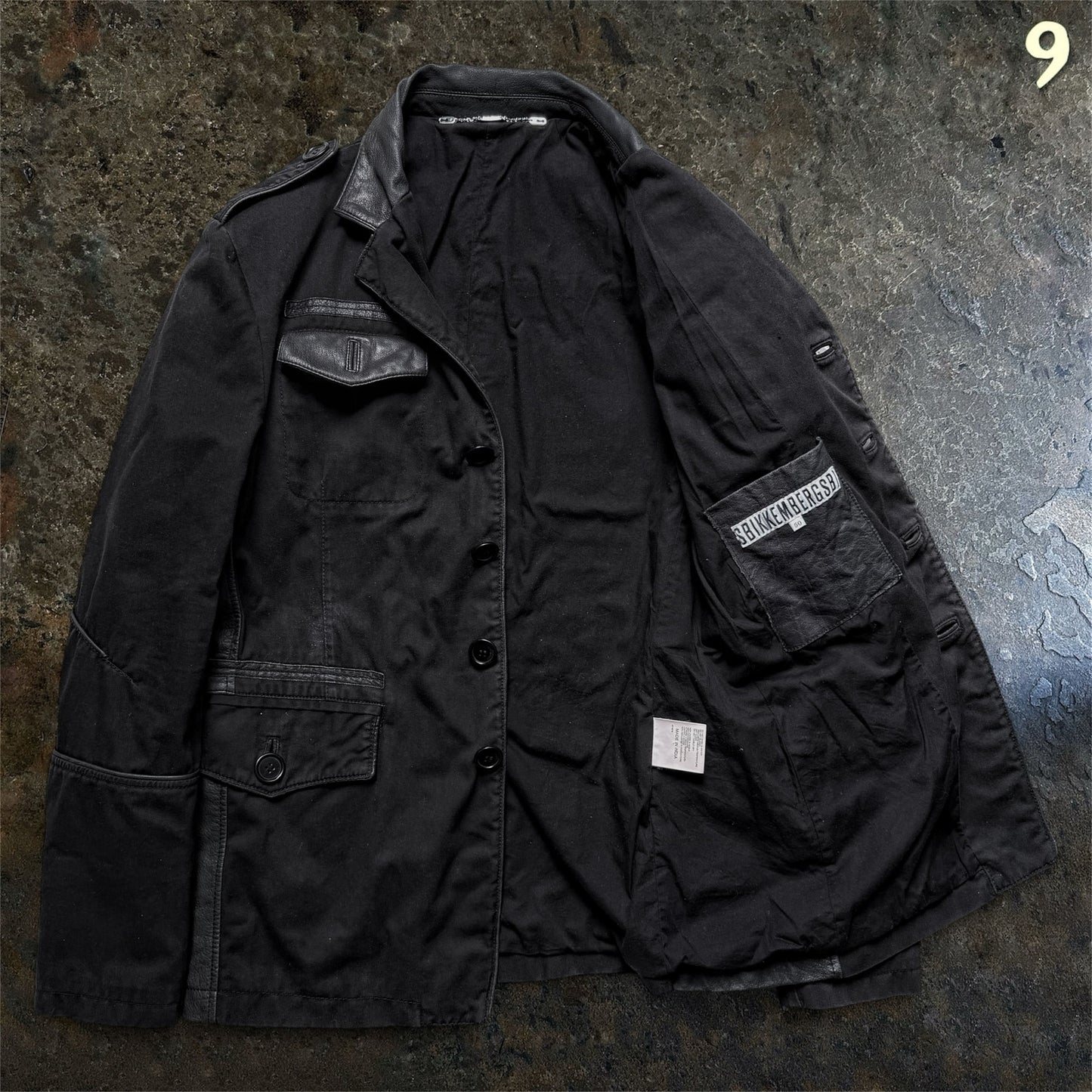 Dirk Bikkembergs Military Jacket with Leather Details | 48