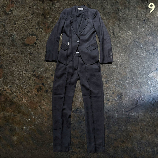 Ann Demeulemeester Jacquard Navy Black Suit Set | 36