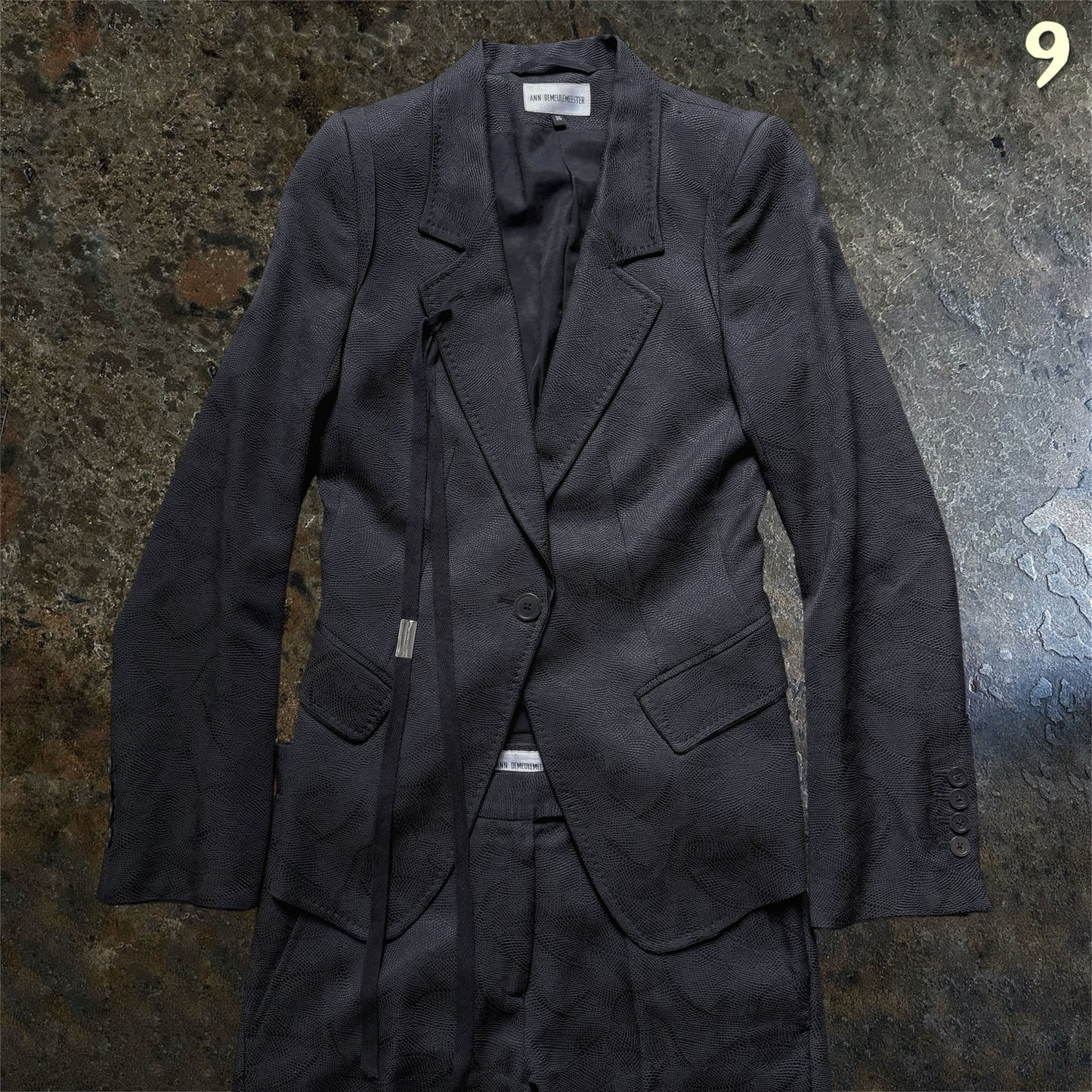 Ann Demeulemeester Jacquard Navy Black Suit Set | 36