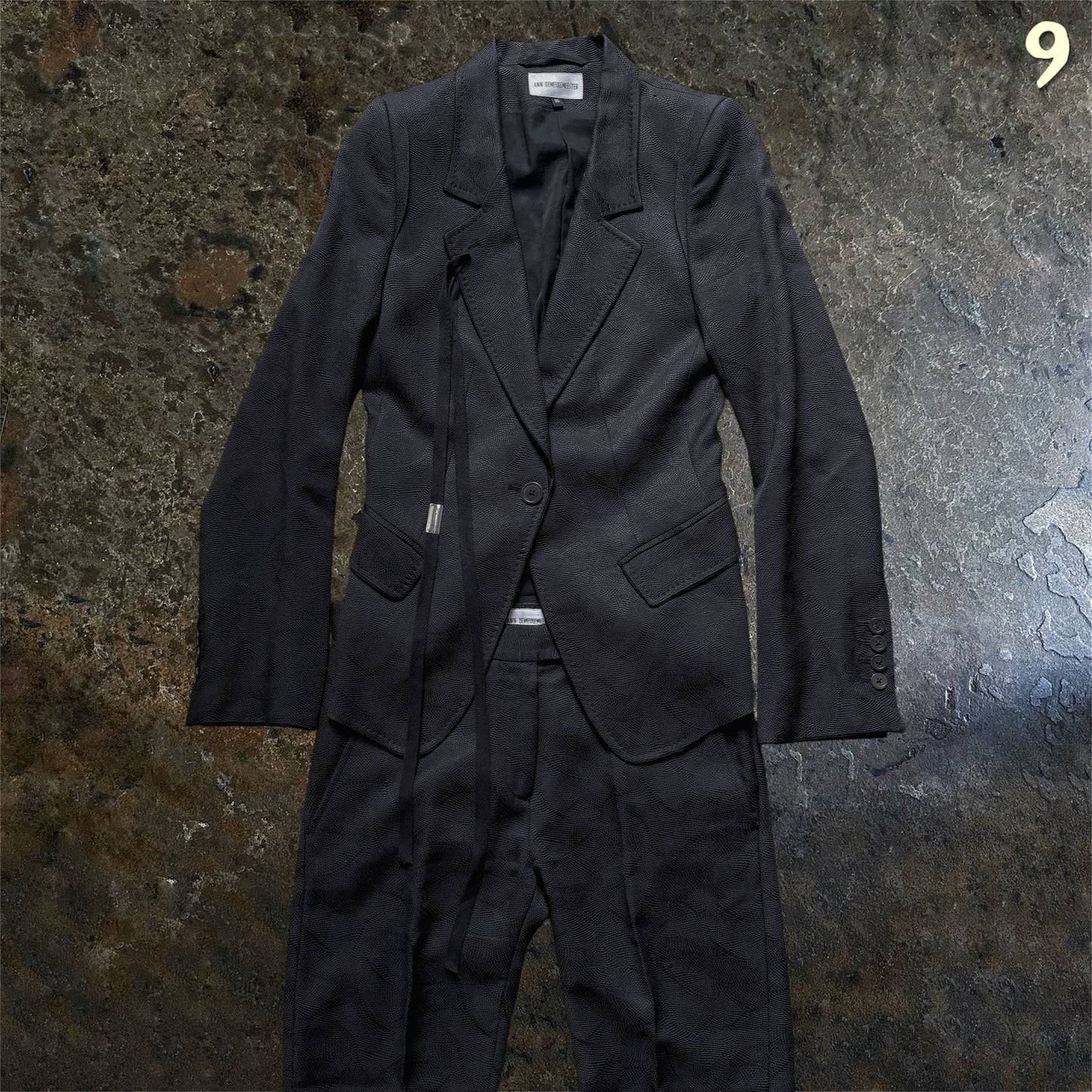 Ann Demeulemeester Jacquard Navy Black Suit Set | 36