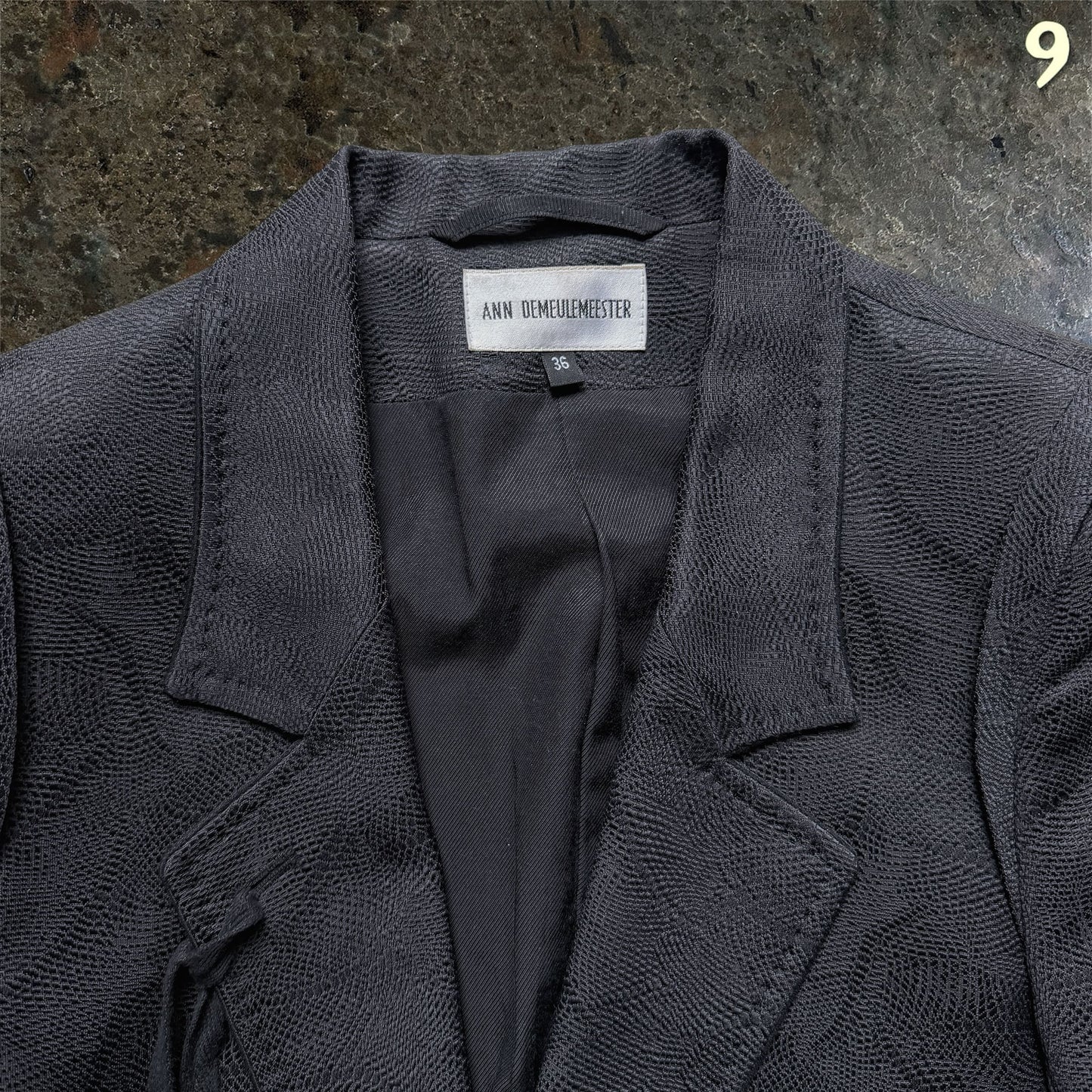 Ann Demeulemeester Jacquard Navy Black Suit Set | 36