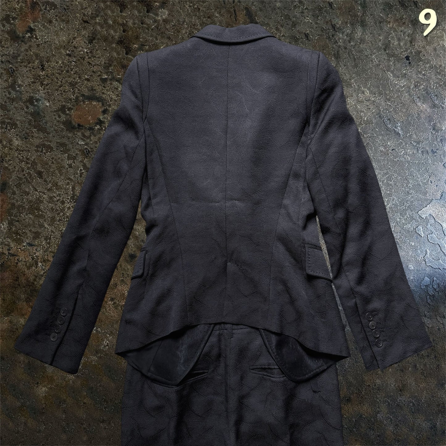 Ann Demeulemeester Jacquard Navy Black Suit Set | 36