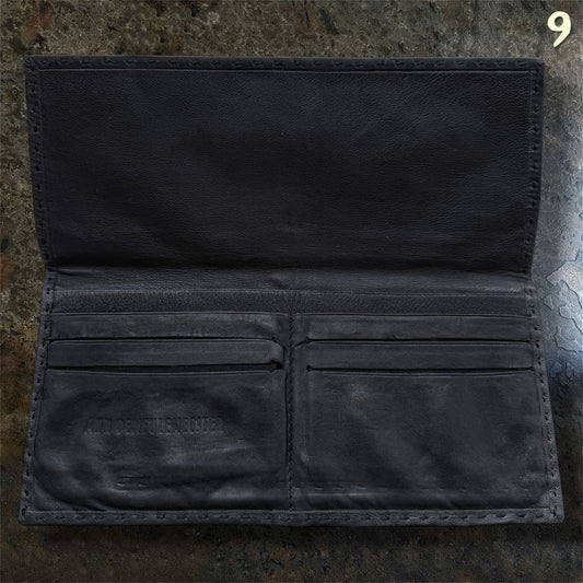Ann Demeulemeester Archive Black Lambskin Leather Long Bifold Wallet ninesells