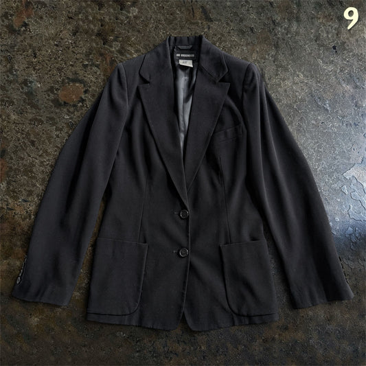 Ann Demeulemeester Archive 1990s Black Virgin Wool Tailored Blazer Size 38 ninesells