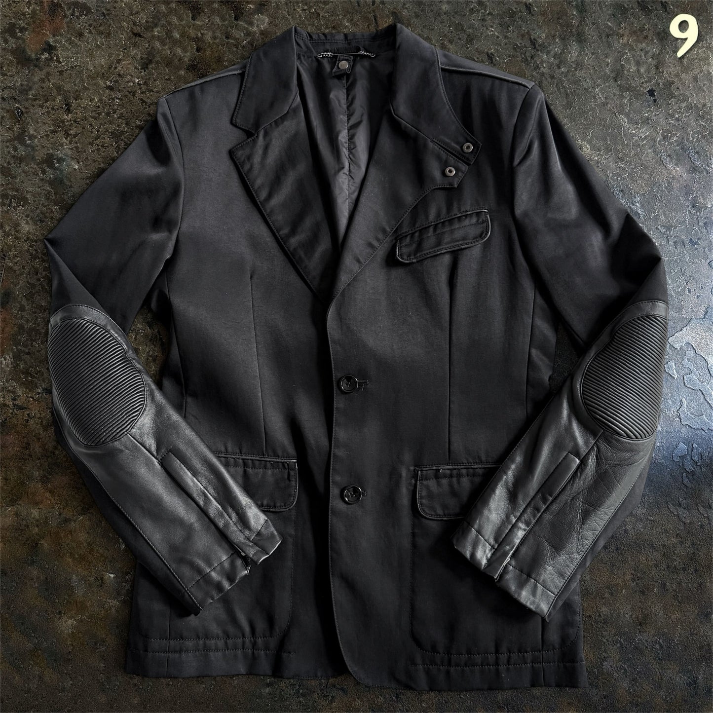 Versace Collection Leather Padded Hybrid Biker Blazer/ Jacket | 50