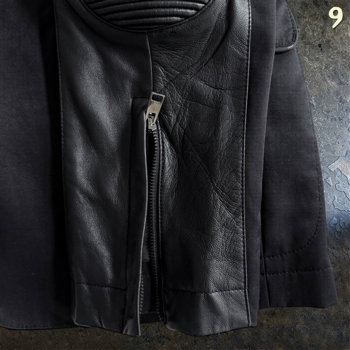Versace Collection Leather Padded Hybrid Biker Blazer/ Jacket | 50