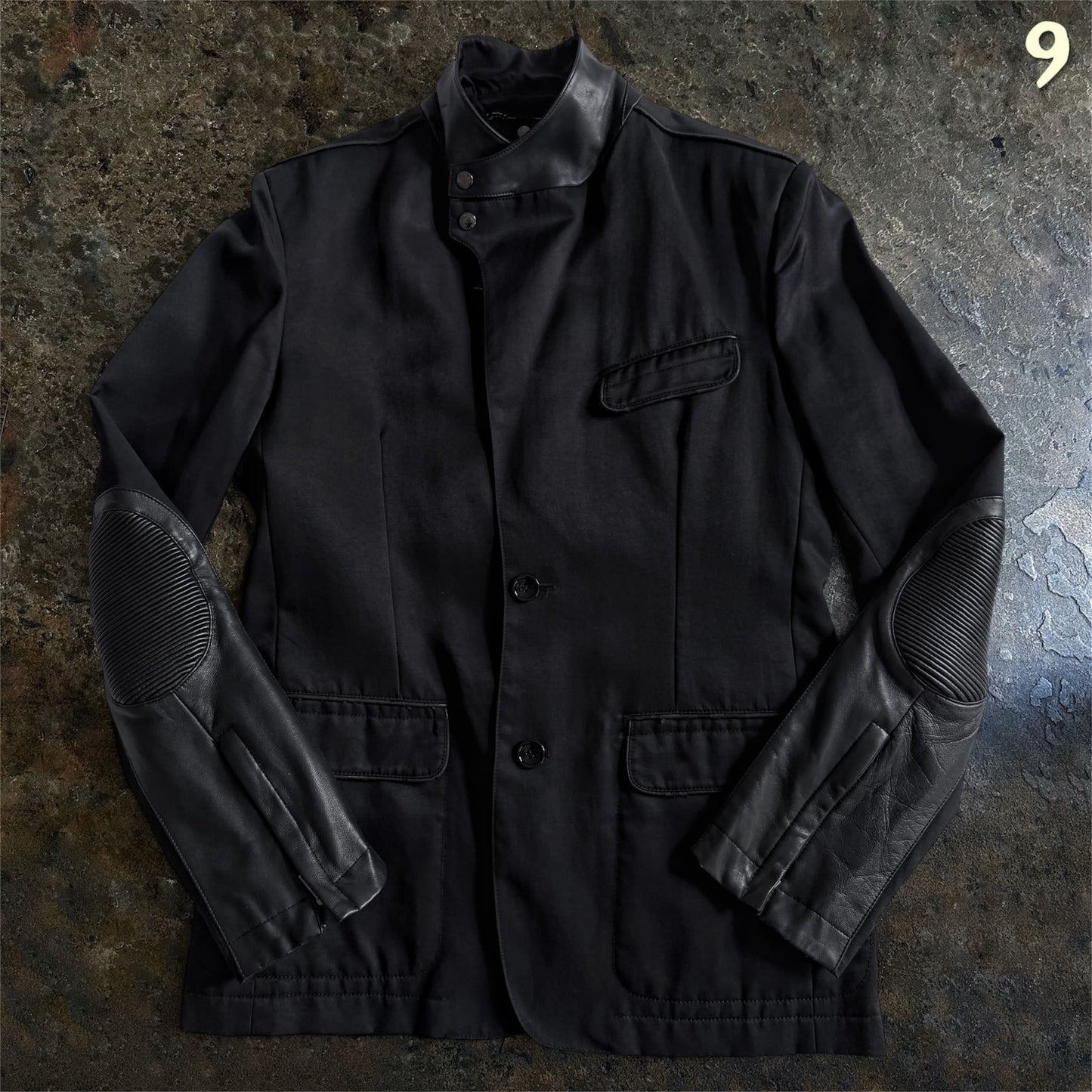Versace Collection Leather Padded Hybrid Biker Blazer/ Jacket | 50
