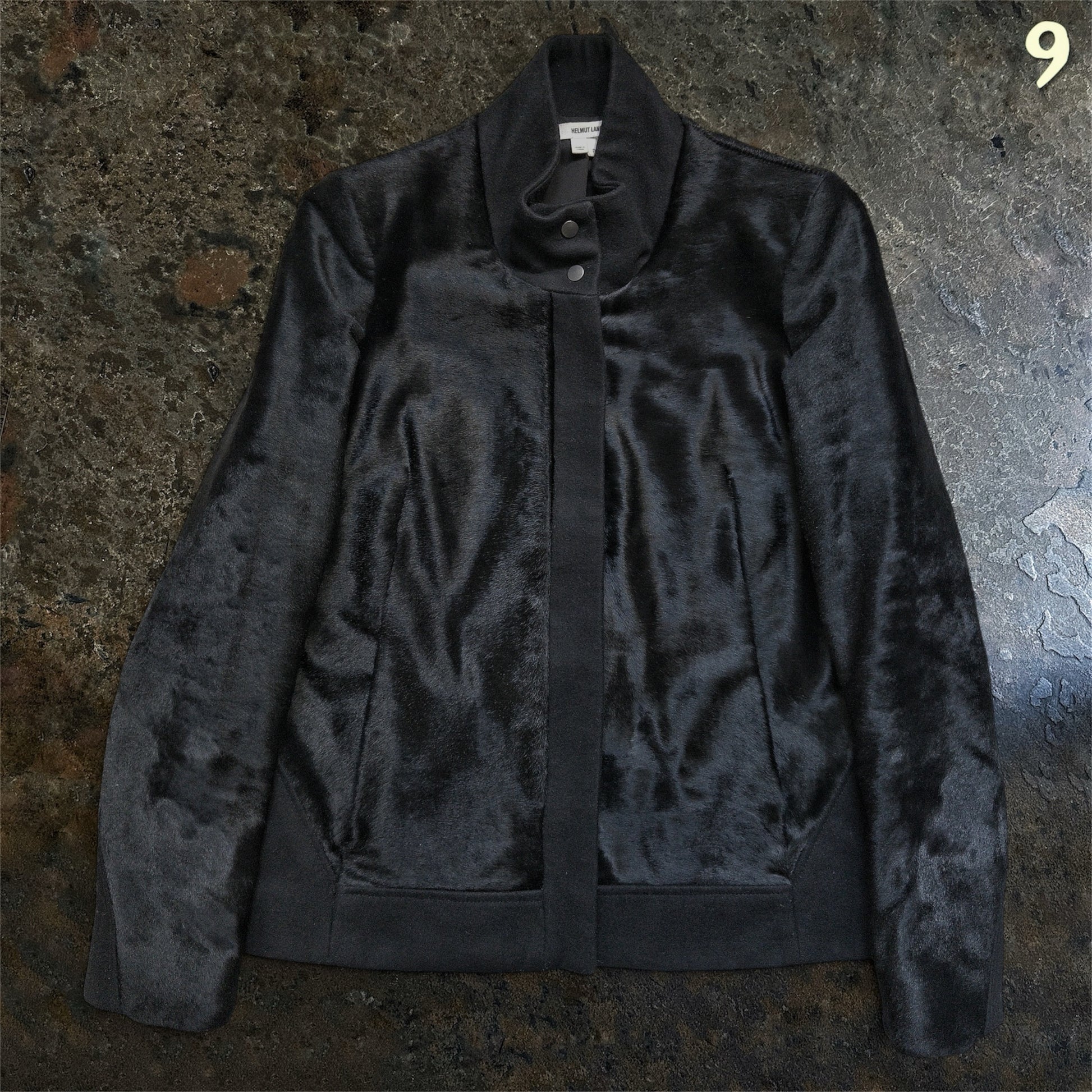 Helmut Lang Black Calf Hair Fur Panel Jacket Size S ninesells