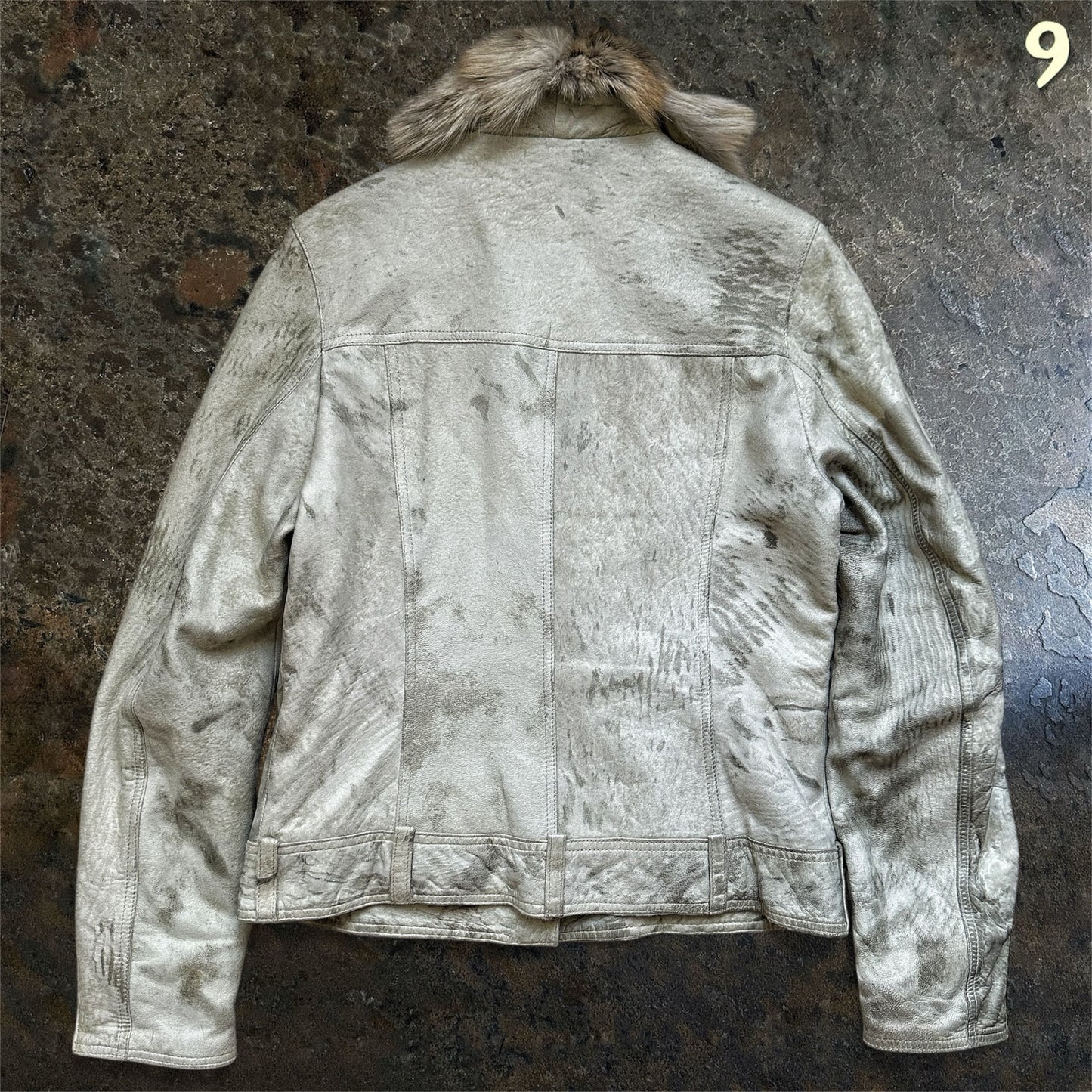 Lawrence Grey Asymmetrical Ponyhair Leather Biker Jacket | M