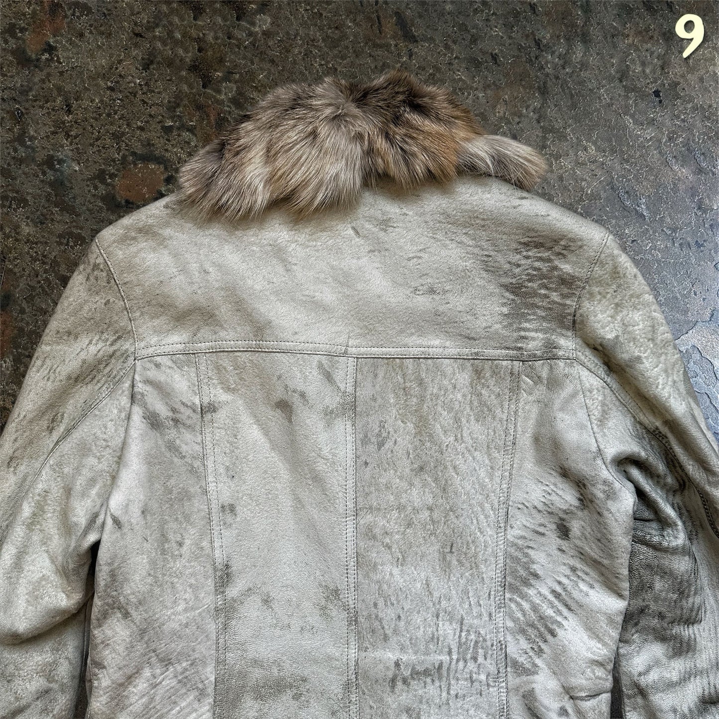 Lawrence Grey Asymmetrical Ponyhair Leather Biker Jacket | M