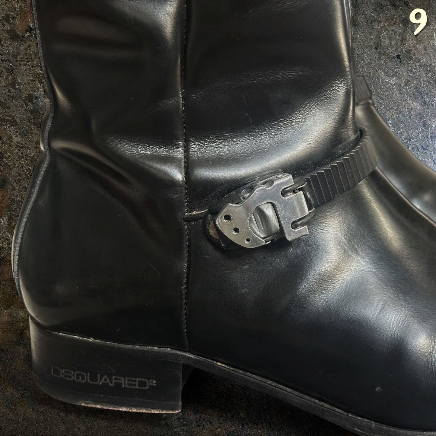 Dsquared2 New Eden Square Toe Leather Strap Boots |44