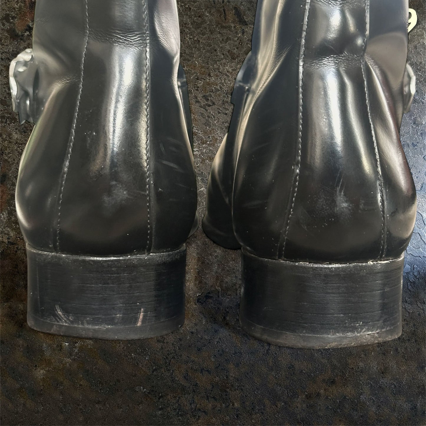 Dsquared2 New Eden Square Toe Leather Strap Boots |44