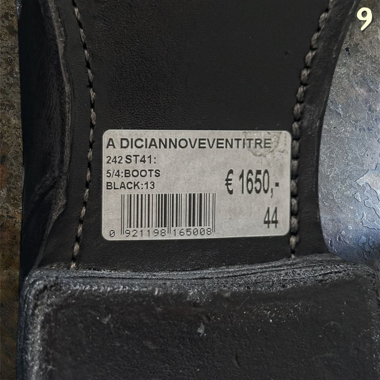 A Diciannoveventitre A1923 ST41 Kangaroo Chromo Tinto Nero Boots |44