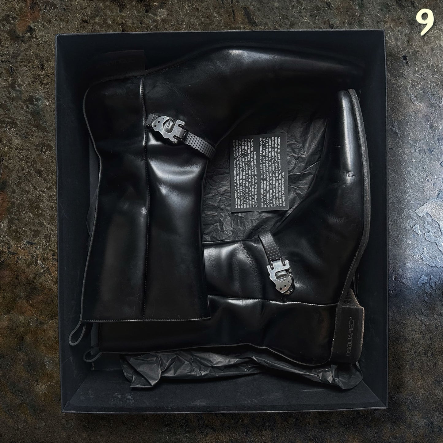 Dsquared2 New Eden Square Toe Leather Strap Boots |44