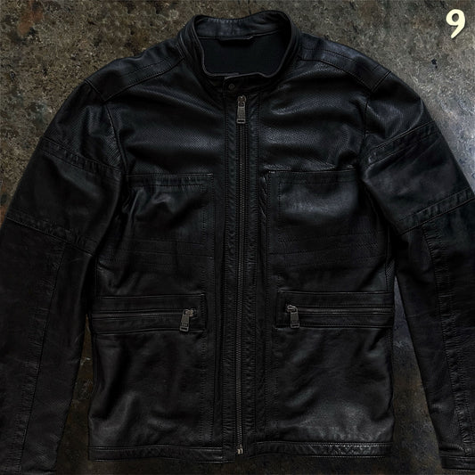Dirk Bikkembergs Mainline 2000s Black Perforated Lambskin Leather Jacket Size L ninesells