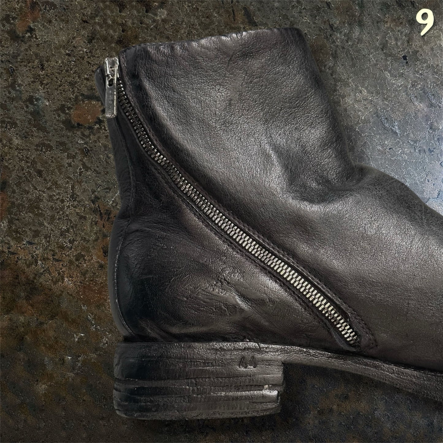 A Diciannoveventitre A1923 ST41 Kangaroo Chromo Tinto Nero Boots |44
