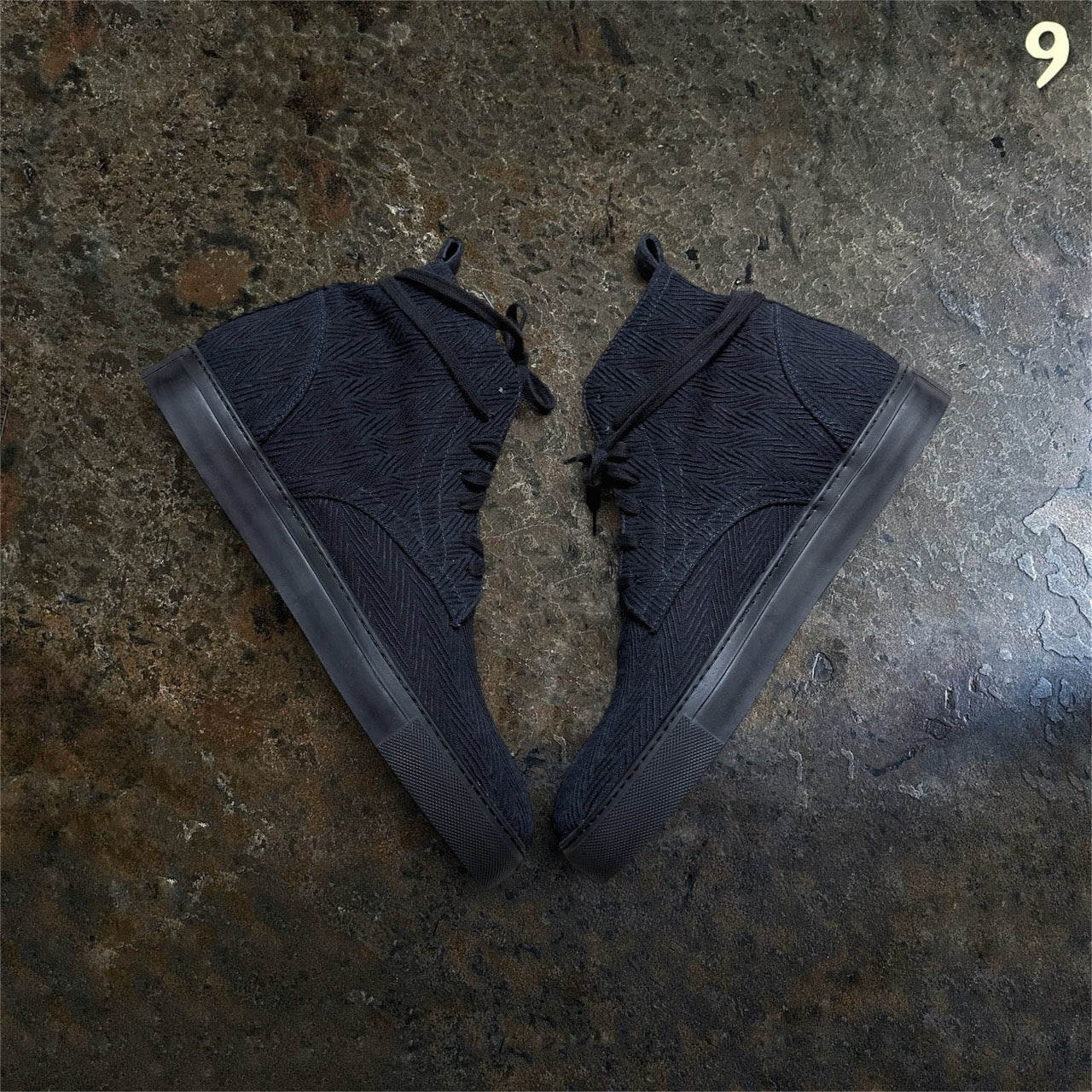 Ann Demeulemeester Black Jacquard High-Top Sneakers EU 44 ninesells