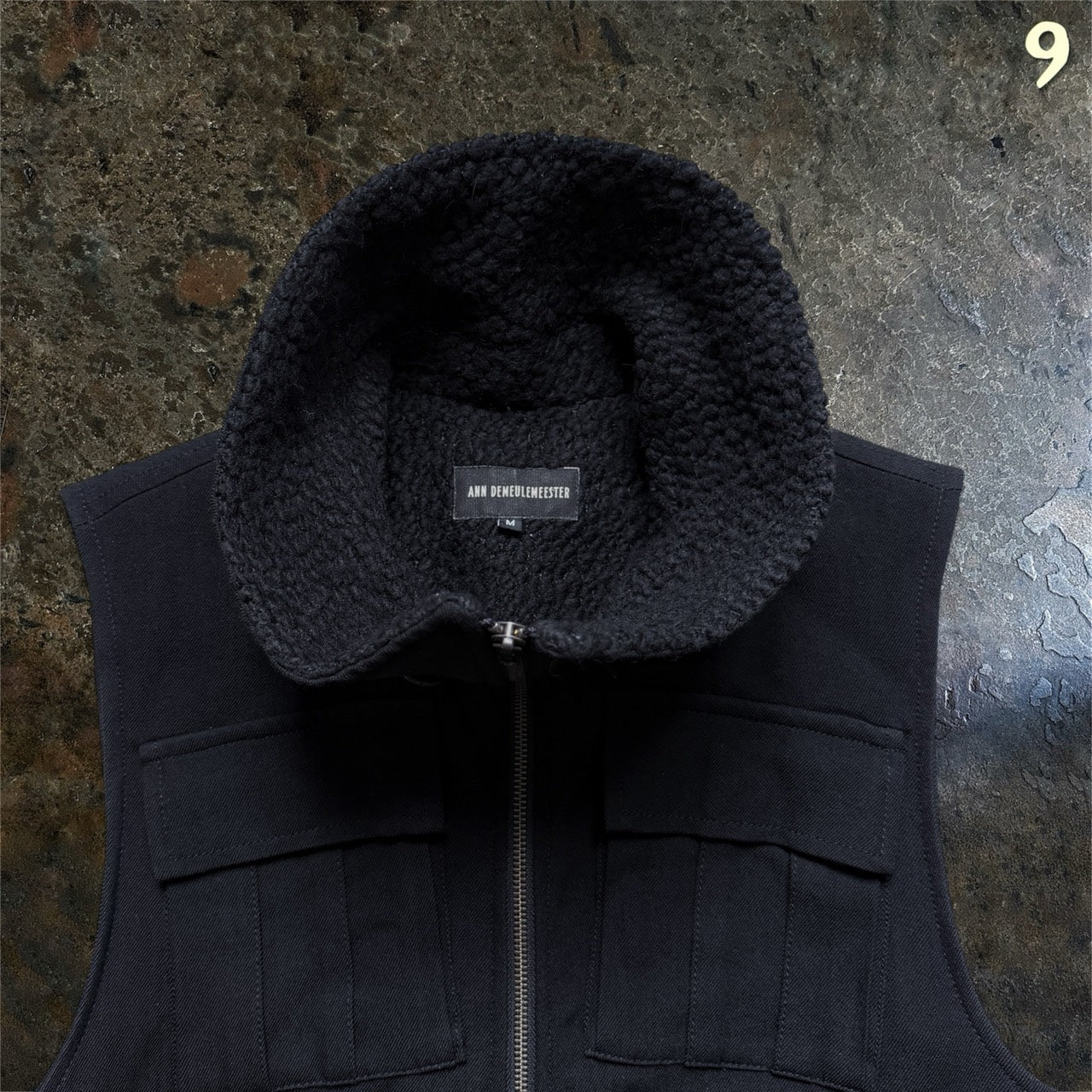 Ann Demeulemeester Archive Black High-Neck Tactical Wool Vest Size M ninesells - photo 3