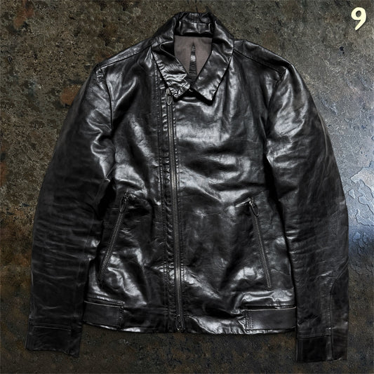 Daniele Basta Metal black horse leather jacket front view