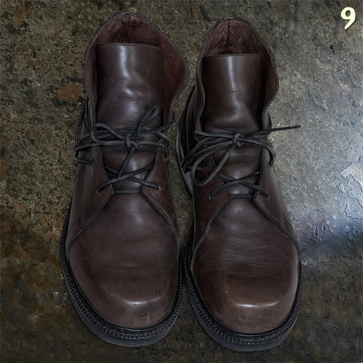 Dirk Bikkembergs Homme 1996 brown leather metal heel boots EU 45 front view